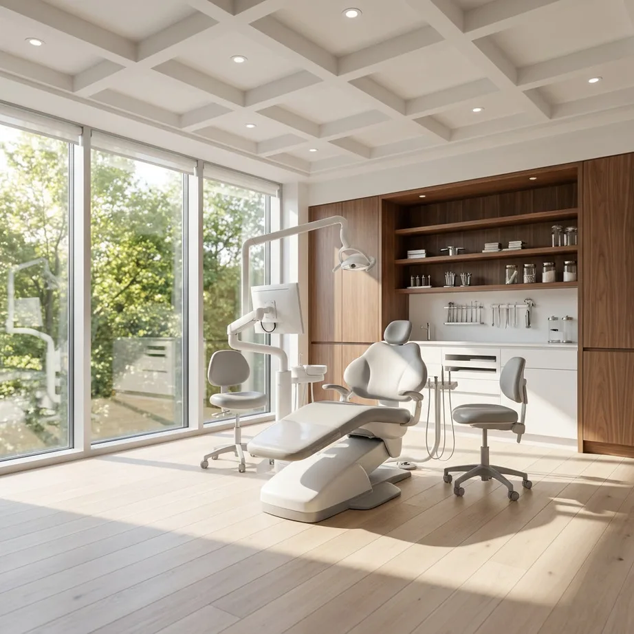 Treatment room — natural light, joinery-integrated storage